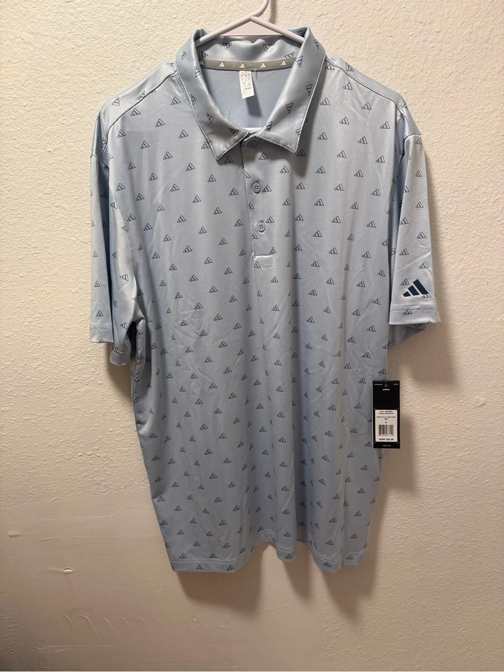 Adidas Men’s Wonder Blue Ultimate 365 Performance Polo. Printed Pattern. Large